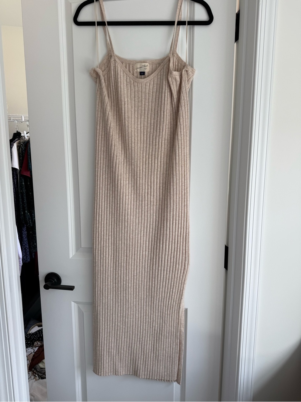 Universal Thread Ribbed Slip Maxi Dress in Beige